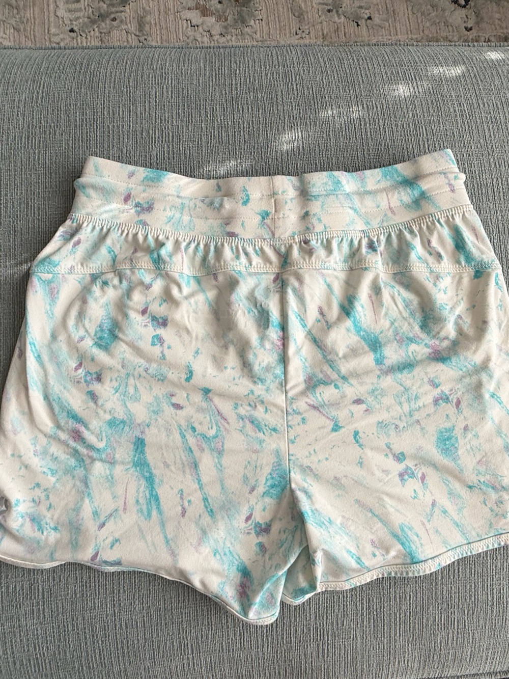 All In Motion KIDS Tie-Dye Athletic Shorts - white/cream & Aqua XL 14/16